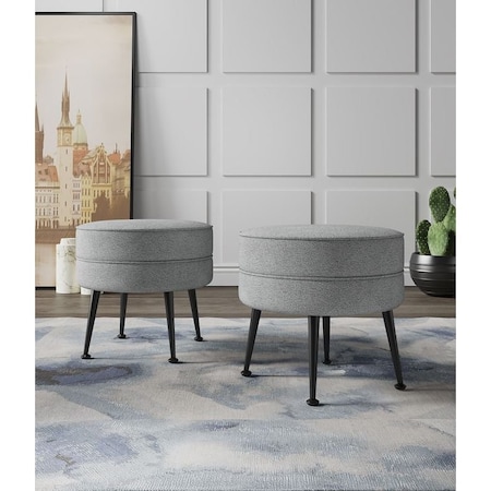 Manhattan Comfort Bailey Ottoman in Grey with Black Feet, 2PK 2-OT003-GYB